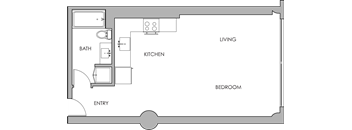 P4 - Loft Studio Floorplan at Maxfield Lofts Apartments, Los Angeles, CA