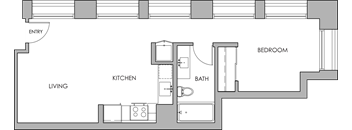 GL1 One Bedroom One Bathroom Floorplan at Garment Lofts Apartments, California
