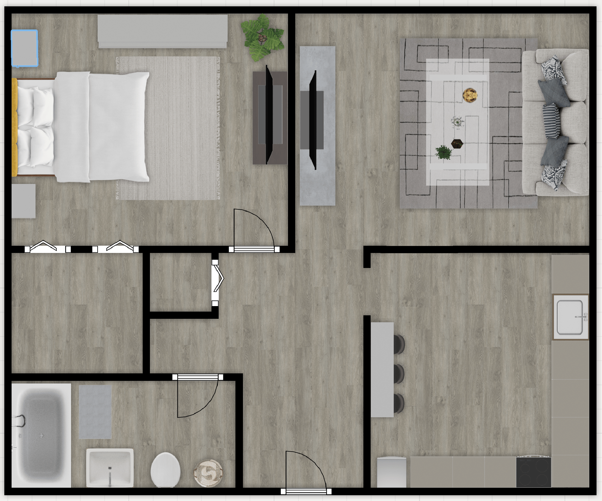 1 Bedroom 1 Bath Floor Plan at Palm Cove Apartments, Daytona Beach, FL