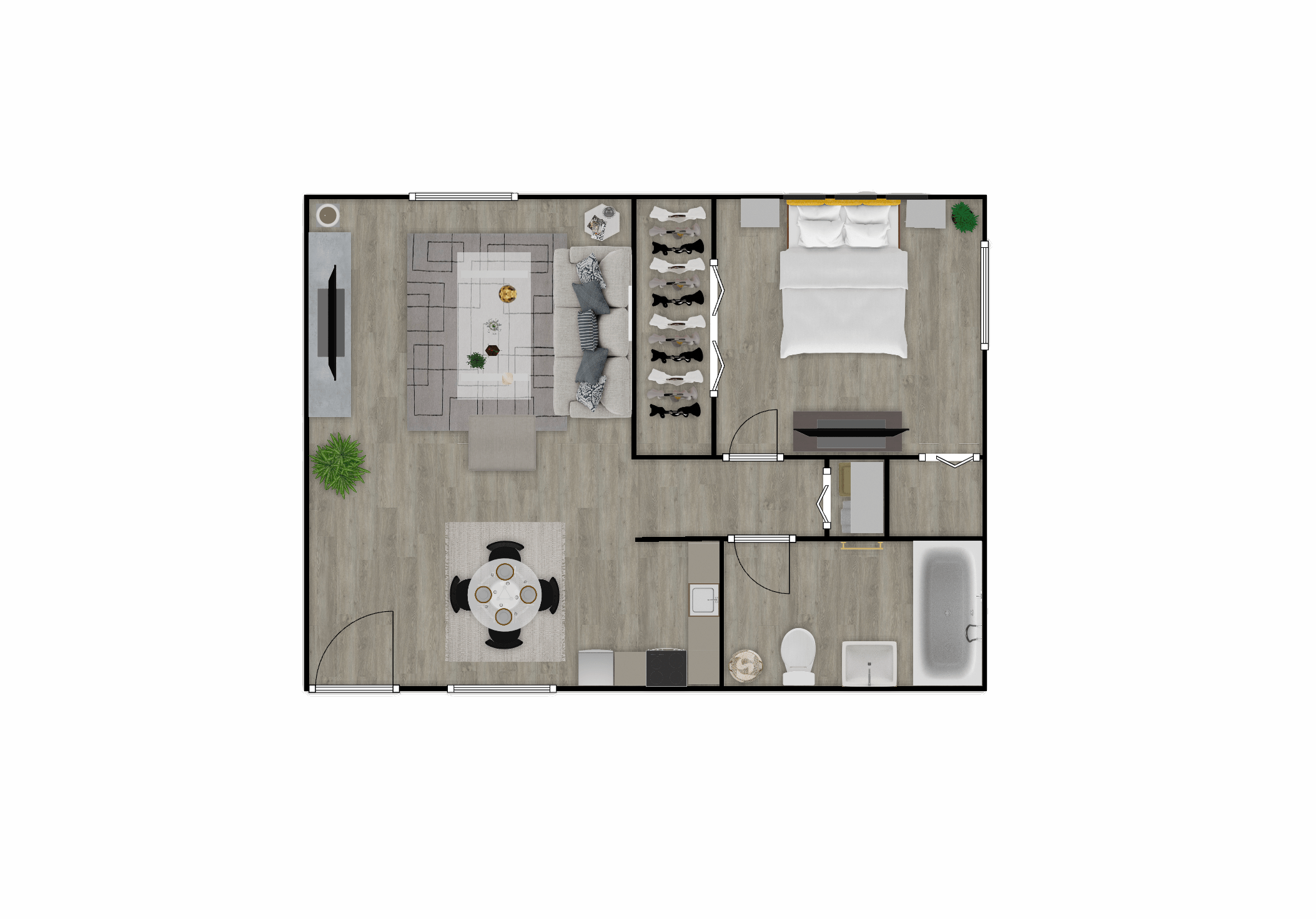 1 Bedroom 1 Bath Floor Plan at Palm Cove Apartments, Daytona Beach, 32114