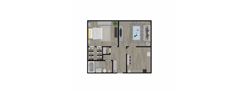 1 Bedroom 1 Bath Floor Plan at Palm Cove Apartments, Daytona Beach, FL