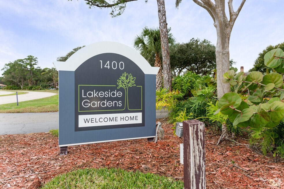 a sign that reads lakeside gardens welcome home at Lakeside Gardens, Daytona, FL