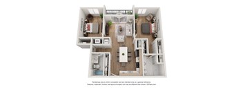 a 1 bedroom floorplan is shown in this rendering