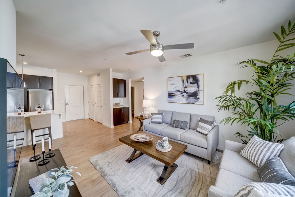 a living room with a couch and a coffee table
