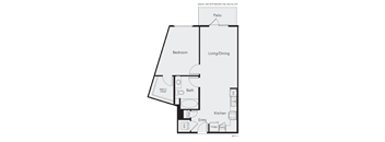 a floor plan of a small apartment with a bedroom and a living room