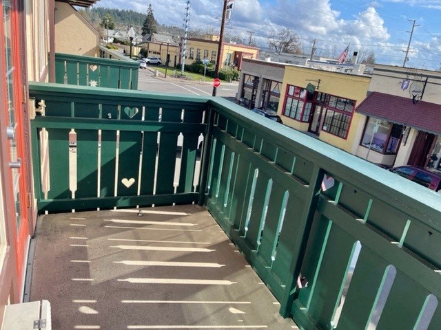 Balcony with down town views