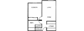 A drawing of a house floor plan with labeled rooms.