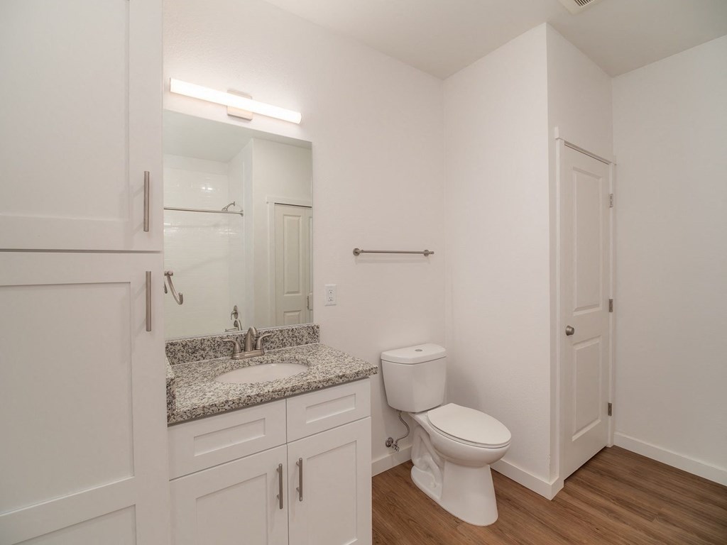 a bathroom with a toilet and a sink and a mirror