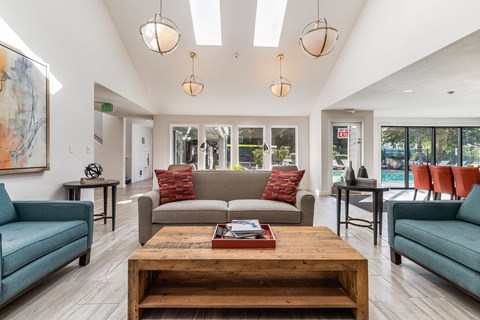 a living room with a couch and a coffee table