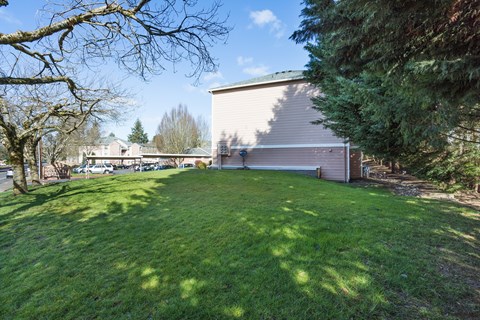 A large, well-kept lawn in front of a house.