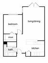 Bookmark Floorplan - 1 bedroom with patio
