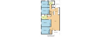 A floor plan of a four bedroom apartment.