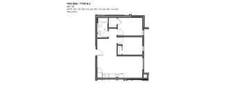 A floor plan of a two bedroom apartment type B.2.