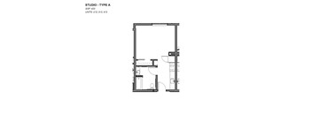 A black and white drawing of a Studio Type A apartment.