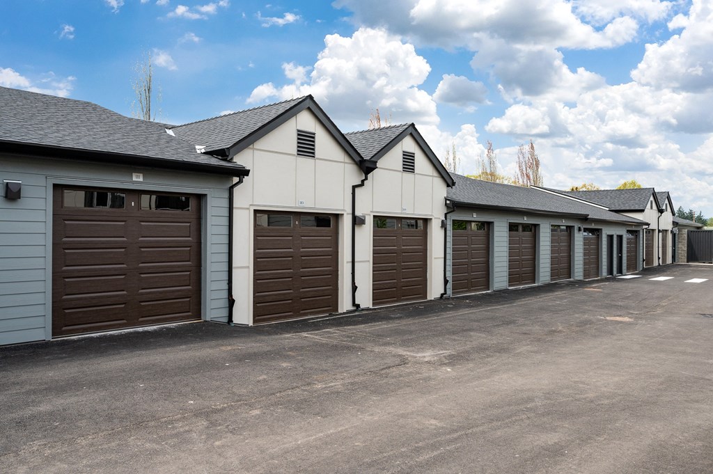 a row of garages in a row