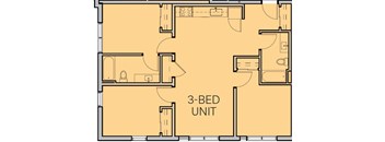 A 3-bedroom apartment layout is displayed.