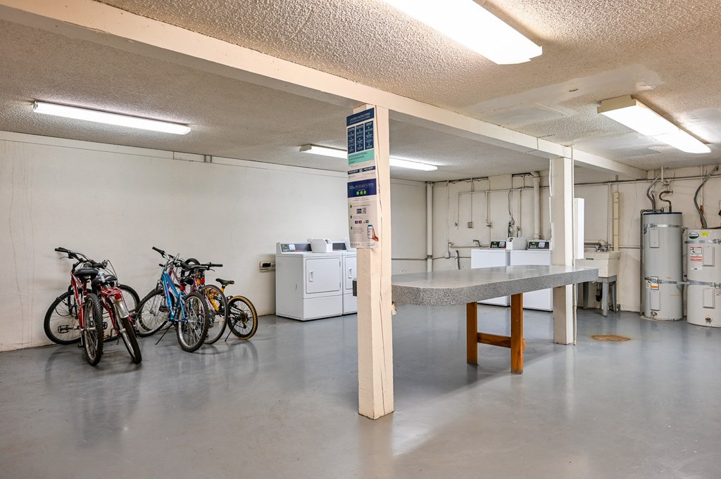 Crown East bike storage, laundry facilities