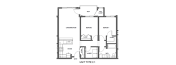 A black and white image of a floor plan for a Unit Type 2.1.