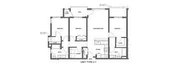 A black and white image of a floor plan for a unit type 3.1.