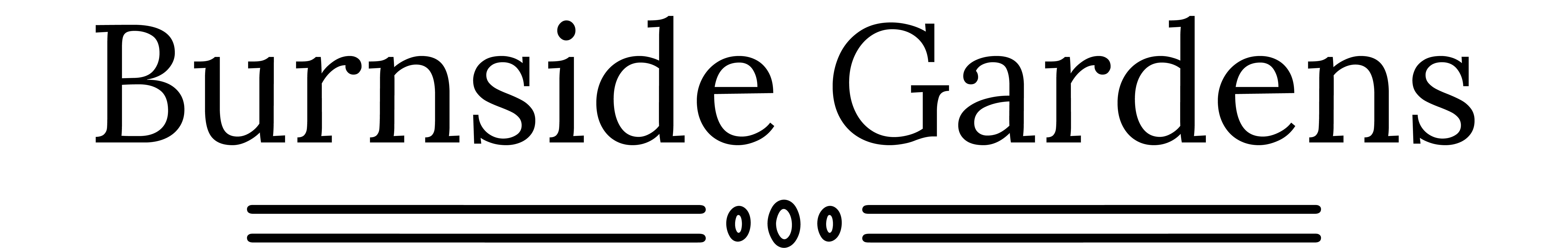 The image displays the text "Burnside Gardens" in a large, serif font.