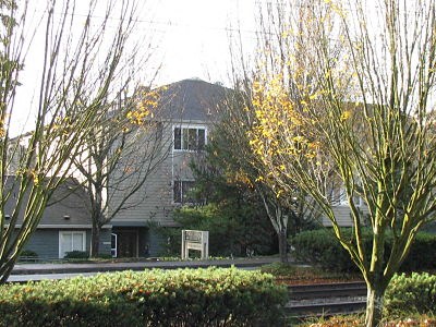 a large house with a mountain in the background