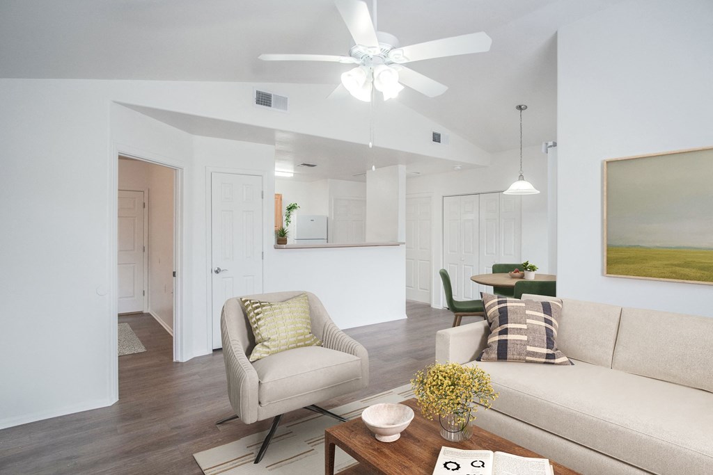 a living room with a couch and a chair