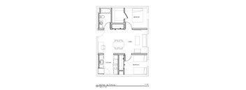A floor plan of a 2B type B 1 unit plan, which is 713.9 square feet in size.