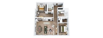 2 bedroom 2 bathroom floor plan with walk-in closets