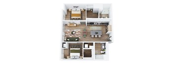 2 bedroom 2 bathroom floor plan with walk-in closets