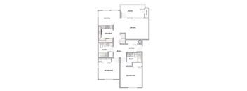 A floor plan of a house with labeled rooms such as kitchen, living room, and bathroom.