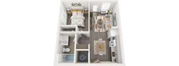 a floor plan of a bedroom with a bed and a bathroom