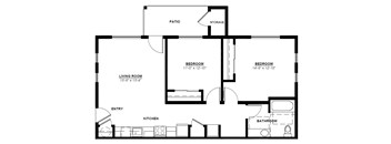 A black and white image of a house floor plan.