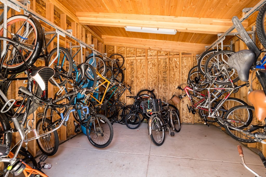a room filled with lots of bikes