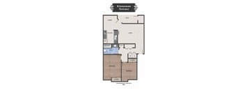 A floor plan of the Kinnaman Terrace apartment layout.