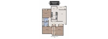 A floor plan of the Kinnaman Terrace apartment layout.