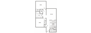 A black and white image of a floor plan for a home.