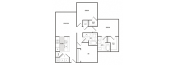 A black and white image of a house floor plan.