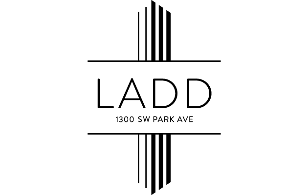 A logo with the text "LADD" and "1300 SW PARK AVE" on a green background.