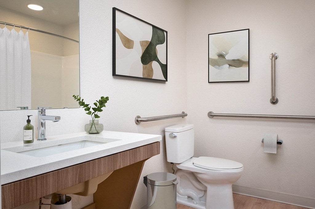 a bathroom with a toilet and a sink and a mirror