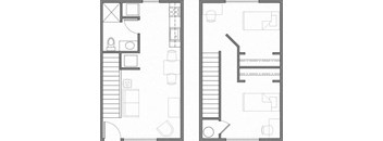 two diagrams of a floor plan of a small house