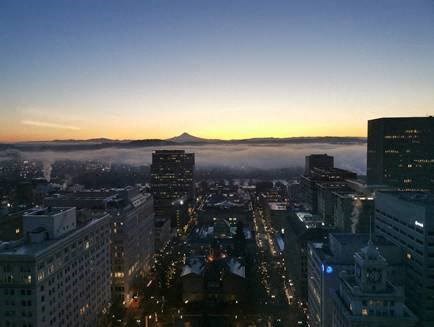 Park Avenue West looking towards Mount Hood