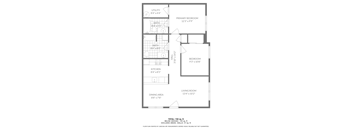 A black and white image of a floor plan for a small apartment.