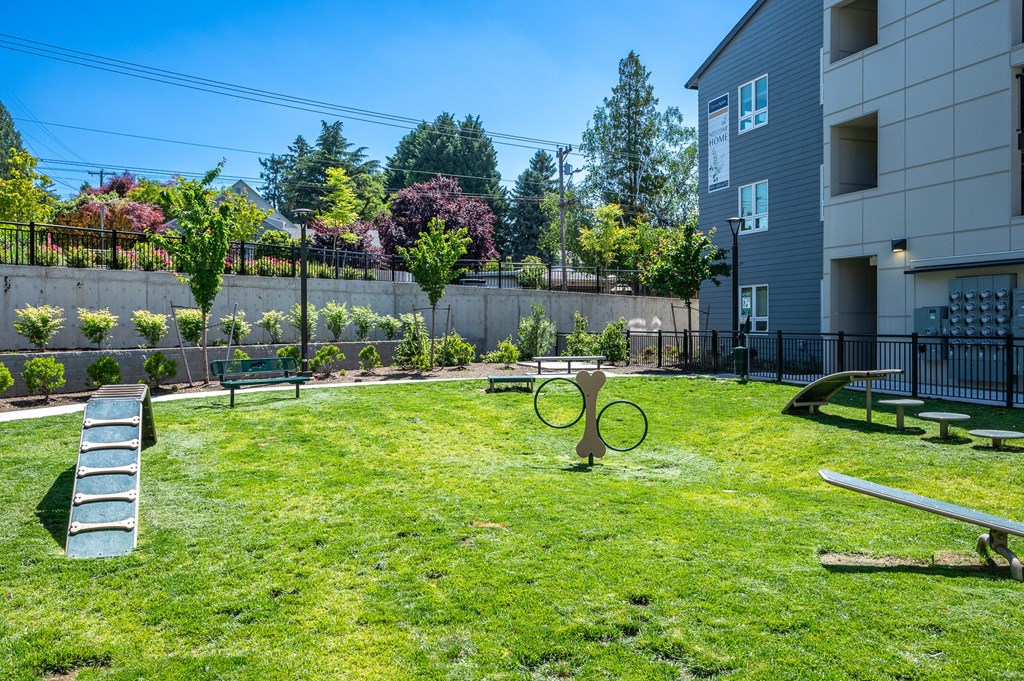 a yard with a tennis racket in the middle of a building