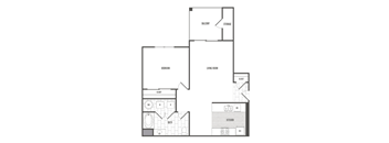 A black and white floor plan of a house with labeled rooms.
