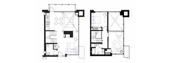 a floor plan and elevation of a house