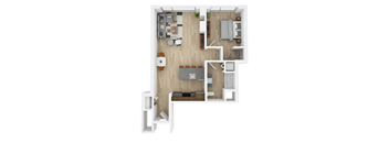 a floor plan of a house with a bedroom and a living room
