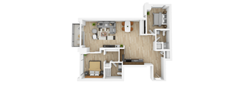 a1 floor plan  1 bedroom with 2 baths  129