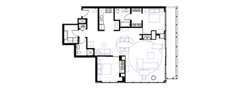 a floor plan of a house with bedrooms and a living room