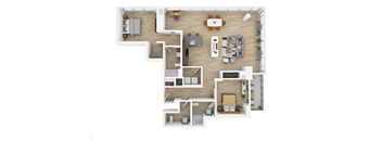 a floor plan of a house with a bedroom and a living room