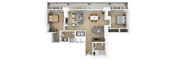 a floor plan of a house with a bedroom and a living room